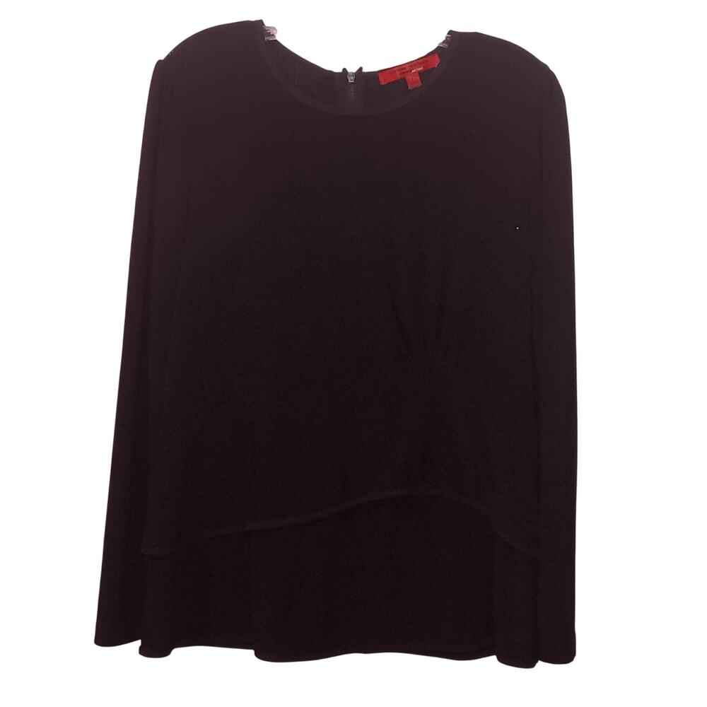 EUC Narciso Rodriguez For Design Nation Size L Black Long Sleeve Peplum Top